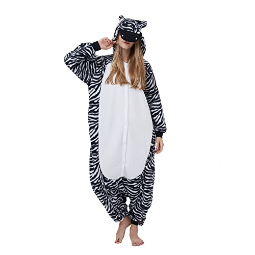 NAVARCH Onesie Adultos Pijamas Animal Cosplay Disfraces Cartoon One Piece Playsuit - Cebra, XL