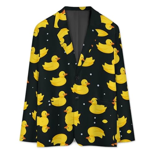 Yellow Ducks Mens Suit Jacket Lapel Blazers 2 Button Business Coat Tuxedo for Wedding Dinner3