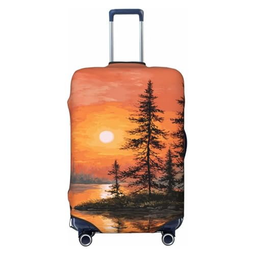 Sunset And Tall Trees Elastic Travel Luggage Covers Dustproof Scratch-Resistant Suitcase Protector Fit 22-24 Inch