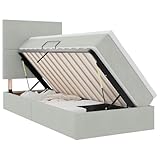 Tidyard Bett mit Stauraum und LED mit Matratze Hellgrau 90 x 200 cm Samt, Funktionsbett Jugendbett Polsterbett Doppelbett für Wohnheim Gästezimmer Schlafzimmer3372579