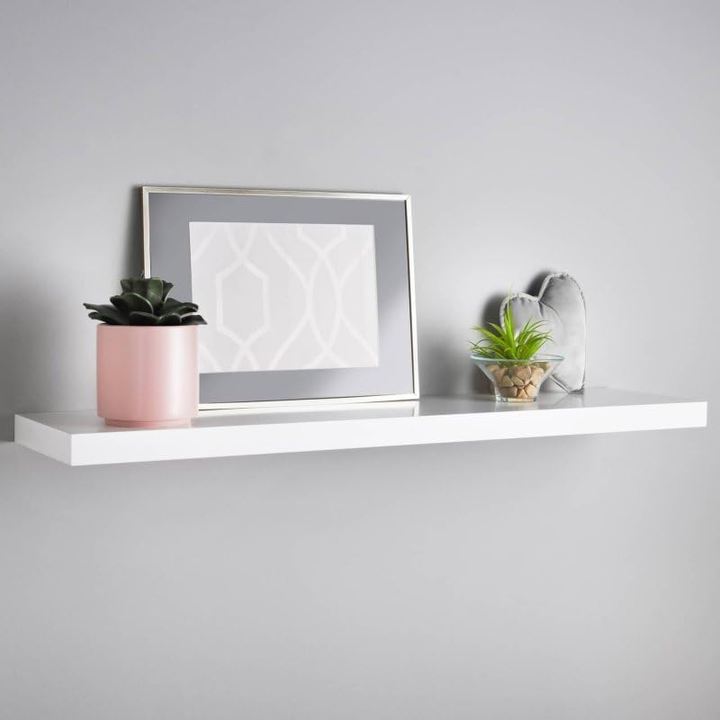 Homme Concept – 100cm Matt Floating Shelves, White Wall Shelf with Invisible bracket, Display Shelves for Books, Photos, Ideal Home Decor Accessories for Bedroom, Living Room, Office, Kitchen.