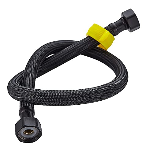 Par de 1/2 'x 1/2' BSP (20-150cm) Cuenca de Cocina Monobloc Mezclador Tubo de capuchón Tubo de Manguera Negro 304 Acero Inoxidable Metal Trenzado Espesado Agua de Agua fría y Caliente Manguera