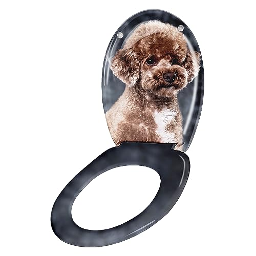 Stel4Style WC-Sitz mit Absenkautomatik Klo Brille &Deckel Absenkbarer Toilettensitz und Klodeckel Klobrille und Toilettendeckel, Motiv:Hund