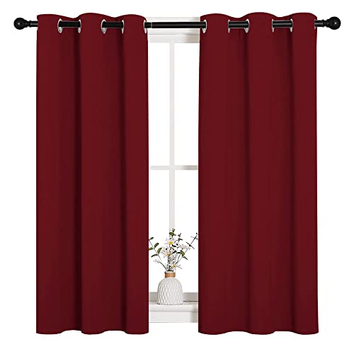 Image of NICETOWN Christmas Window Curtains Blackout Drapes, Thermal Insulated Home Decorative Blackout Curtains /Draperies for Laundry Room (One Pair, 34 by 45-inch, Burgundy Red)