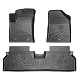 IKON MOTORSPORTS 3D Molded TPE Floor Mats, Compatible with 2024-2025 Hyundai Kona Electric, Black All Weather Waterproof Non-Slip Floor Mats Liners, Front 2nd Row Interior Accessories 3PCS