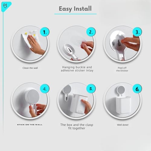 Image of TEKCOOL Plastic Toothbrush Holders for Bathroom | Wall Mounted Toothbrush Holder | Toothbrush Holders for Toothbrushes | Bathroom Shelf for Wall (2 Toothbrush Holder)
