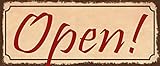 AGDeko® Blechschild 27x10 cm Open Geöffnet Geschäfft Hinweis Aushang