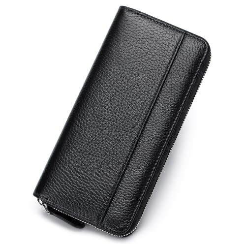 Image of RFID Blocking Womens Zipper Wallet Leather Large Capacity Billfold Clutch Zip Around Wallets for Women