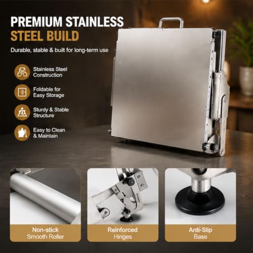 Laminadora de masa plegable manual para estirar masas de pizza sin esfuerzo 5