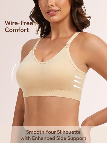 Image of Angelhood Nursing Bras for Breastfeeding, Criss-Cross Back Nursing Sports Bra, Low Impac Support Yoga Maternity Bras