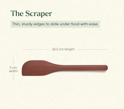 Image of Ember Cookware Silicone Spatula Set of 3 - Stir, Flip & Scraper | Platinum Grade Food Safe | Heat Resistant Up to 230C | Seamless Unibody Design | Terracotta