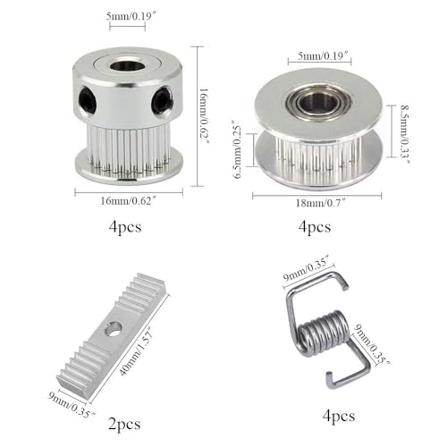 Luabue 5M GT2 Zahnriemen 6mm + 8er Riemenscheibe 5mm Bohrung GT2 Pulley 20 Zähne + 14er Schrauben + Inbusschlüssel GT2 Riemen 3D Drucker