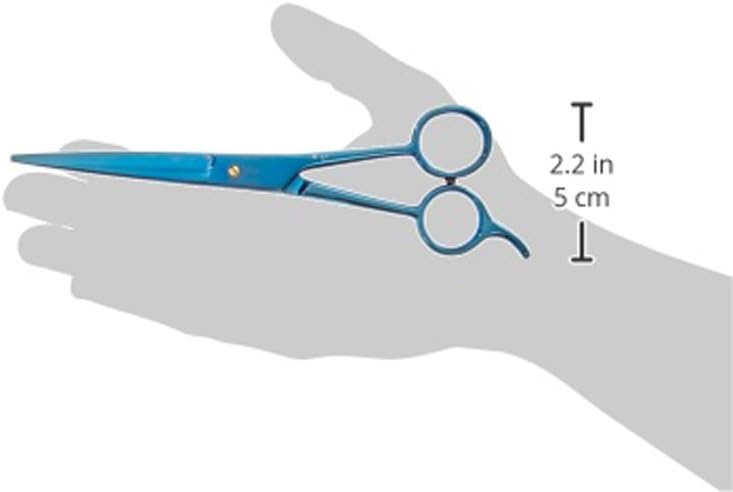 TAMSCO Genuine Japanese Stainless Steel Scissor 7.5-Inch Blue Coated Semi-Convex Edge Japanese Stainless Steel Blue Plasma Finish Micro Serrated Blades Has Gold Screw