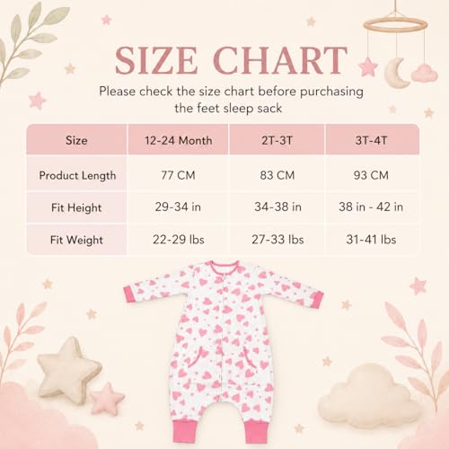 Image of Toddler Sleep Sacks for 2t-3t, 1 Pack Baby Wearable Blanket with Feet, Long Sleeves Breathable Sleep Sacks for Baby Boys and Girls