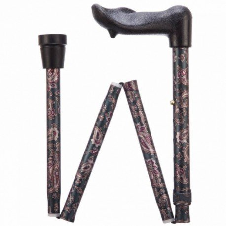Arthritis Grip Cane - Folding, Adjustable, Right Handed - Paisley