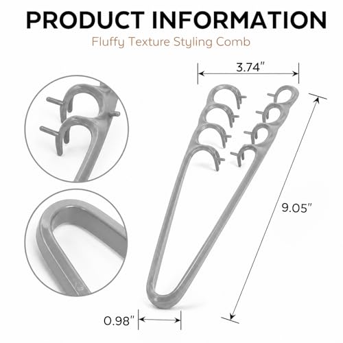 Peine de dientes anchos para peinado diario gris miniatura 3