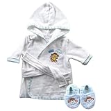 Luvable Friends Unisex Baby Cotton Terry Bathrobe, Blue Monkey, One Size