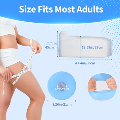 AMSGANK Duschschutz Bein, Gipsschutz Wasserdicht Bein Wiederverwendbar Wasserdichter Gipsverband für Gebrochener Zeh Knöchel Brennen Halten Sie Wunden Verbände Trocken - Erwachsene Langer Bein