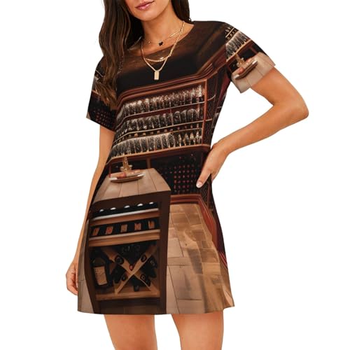 Chemise de nuit légère manches courtes vêtement nuit imprimé femme