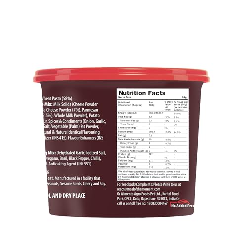 MOM - Meal of the Moment, 3 Cheese Pasta, Ready to Eat No Added Preservatives Instant Meals 100% Durum Wheat, 74 gm, Pack of 3