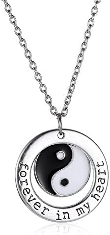 Vintage Silver Ying Yang "Forever in My Heart" Two Piece Charm Yin & Yang Necklace