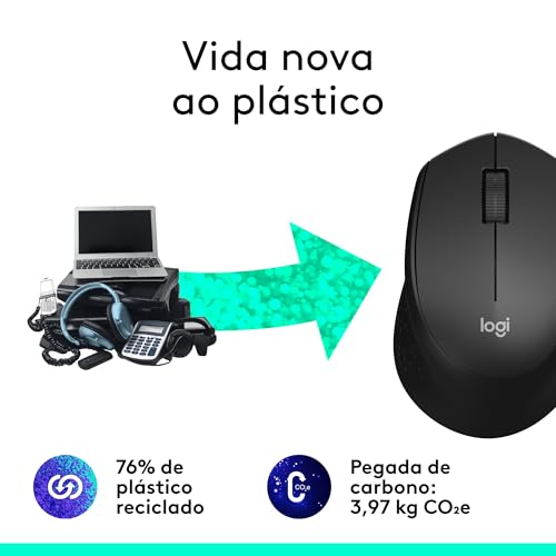 Mouse Sem Fio Logitech M330 SILENT com Clique Silencioso, Design Destro, Bateria de 18 Meses, Receptor USB, Compatível com Wi