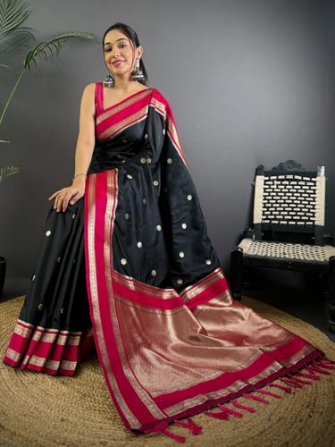 Image of SGF11 Women's Kanjivaram Pure Soft Silk Saree With Unstitched Blouse Piece