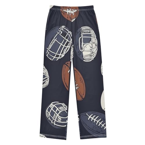 ZZXXB Funny Football Pattern Boys Long Pants Soft Trousers Elastic Waist Kids Lounge Bottoms with Pockets S-XL