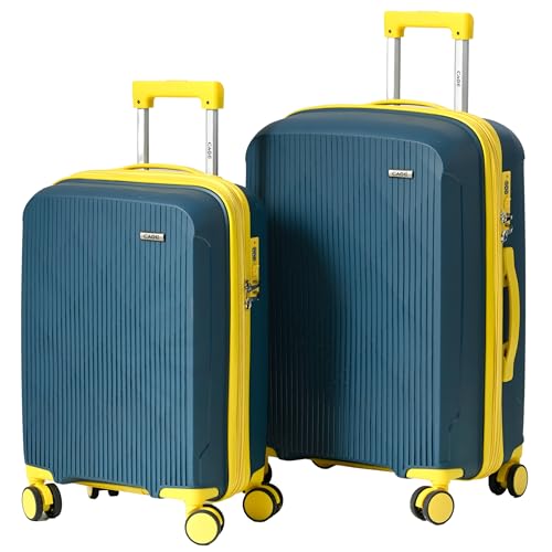 Image of CAGE 8 Wheels Trolley Bag Hard Case Polypropylene 360 Degree Wheeling System Luggage, Trolley Bags for Travel, Suitcase for Travel (Lime Sapphire, Set of 2 (55 cm /66 cm))