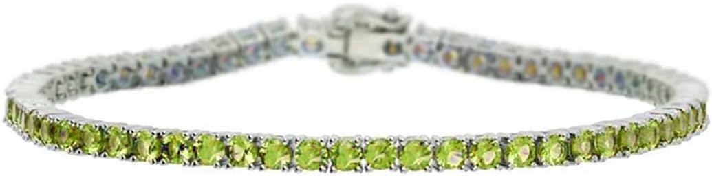 Silver Peridot Bracelet 3 mm Round Dainty Peridot Tennis Bracelet 925 Silver Delicate Peridot Bracelet August Birthstone Bracelet Green Stone Bracelet For Her Valentine gift Mother Day Gift