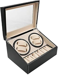 Mcbazel Automatic Watch Winder Box with 4 Watch Winder & 6 Extra Storage Space,Multifunction Organized Watch Display 4+6 Storage