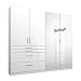 Produktbild Kleiderschrank Lauri 4-TRG B 181 cm Hochglanz weiß Kinder Jugendzimmer Schlafzimmer Gästezimmer Spiegelschrank Drehtürenschrank Wäscheschrank