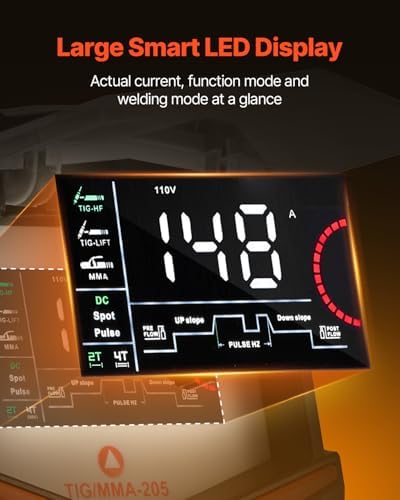 Bild 2 - VEVOR WIG-Schweißgerät, 3-in-1-Schweißer (großes LED-Display) – DC WIG/DC Puls WIG/MMA (Stick), Elektroschweißgerät mit IGBT-Inverter-Hochfrequenzstart