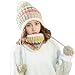 Produktbild Frauen Strickmütze Schal Set Winter Warm Verdicken Häkeln Bobble Pom Pom Mütze Hut Cap Outdoor Ski Snowboard Cycle Bobble Säumen Hüte mit Fleece-Futter für Damen Mädchen Indoor und Outdoor