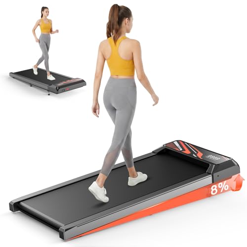 RJOP 2.5HP Walking Mat with Incline Pad, Under Desk Treadmill for Home Gym, Walking Running Pad with Remote, 3 in 1 Low Noise Small Mini Portable Treadmill with LED Screen, 270lbs Capacity