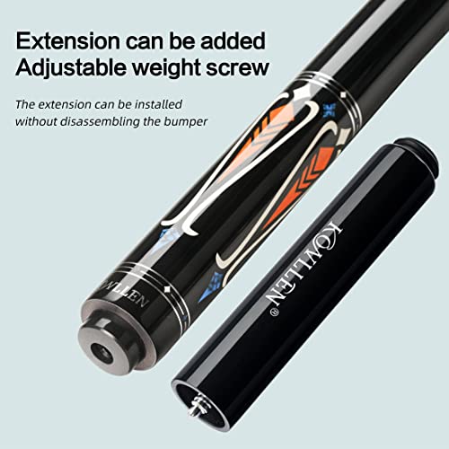 KONLLEN Carbon Fiber Pool Cue Stick Wrapless Dragon Professional (Full Carbon Technology Low Deflection Billiard Cues,12.5mm,147cm)