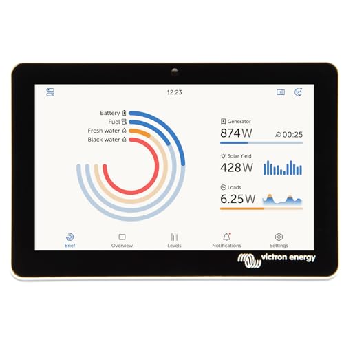 Victron Energy GX Touch 50 Display Screen - Waterproof 5-Inch Touchscreen for Cerbo GX for System Monitoring and Control - Easy Dashboard Mounting with Bolted Installation - HDMI Cable Included