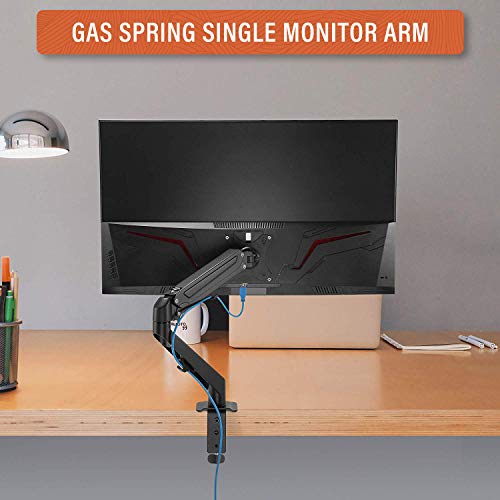 PUTORSEN® Supporto Monitor Braccio per Monitor PC - Premium Acciaio Supporto da Tavolo a Braccio Singolo Altezza Regolabile (Assistenza Gas) per Schermi da 17 a 27 Pollici, VESA 75/100mm Peso 2-6,5 kg