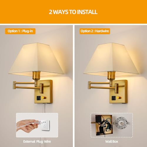 Lámpara de pared LED orientable 270° con cable interruptor para iluminación interior plata 3
