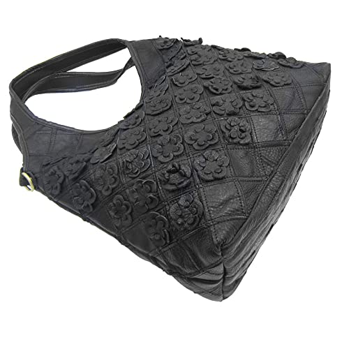 Image of Downupdown Genuine Leather Handbags for Women Designer Shoulder Bag 3D Floral Hobo Tote Bags Satchel Purses Crossbody Bag