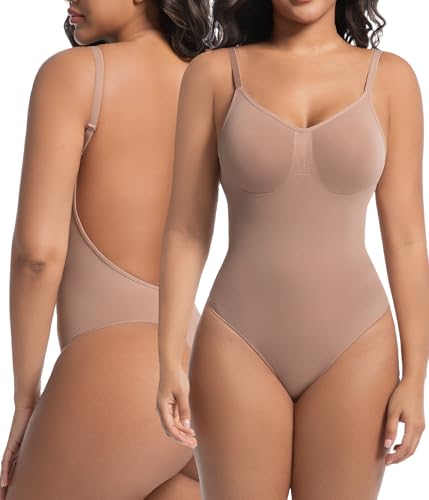 Image of Backless Thong Shapewear for Women with Tummy Control, Seamless Sculpting Bodysuit for Workouts and Daily Wear