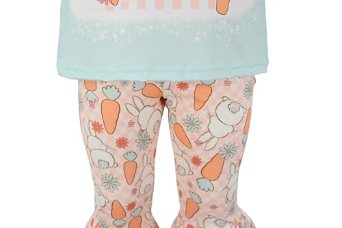 Image of Unique Baby 2 Piece Girls Double Bell Bottom Leggings Outfit with Short Sleeved Shirt Kid and Toddler Clothes Set