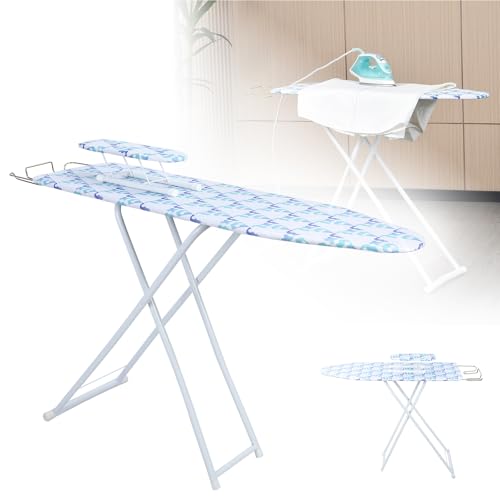 Ironing Board, Height Adjustable Smooth Edge Good Load-Bearing Non-Slip Clothes Ironing Board with Folding Legs (Neon)
