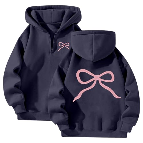 Sweat à capuche zippé femme pull imprimé nœud sweat-shirt polaire hiver