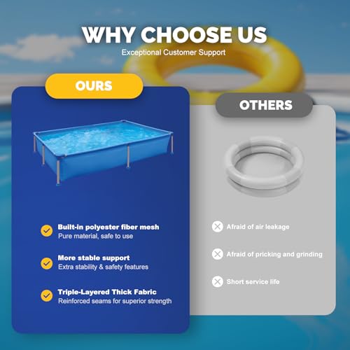 DIMAR GARDEN Above Ground Swimming Pool for Adults, Outdoor Rectangular Steel Frame Swimming Pool for Backyard Lawn Family, 6.2ft x 4.2ft x 16.5in by DIMAR GARDEN - Image 7