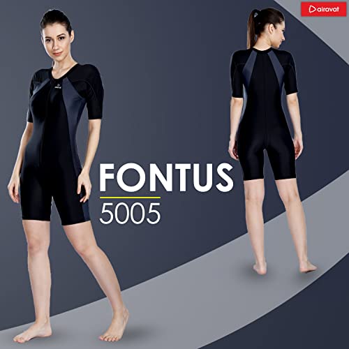 Image of AIRAVAT Fontus 5005 Women's Swim Wear with Stretchable Fabric, High Level of Uv Protection, Comfort and Flexibile (XXX-Large, Grey)