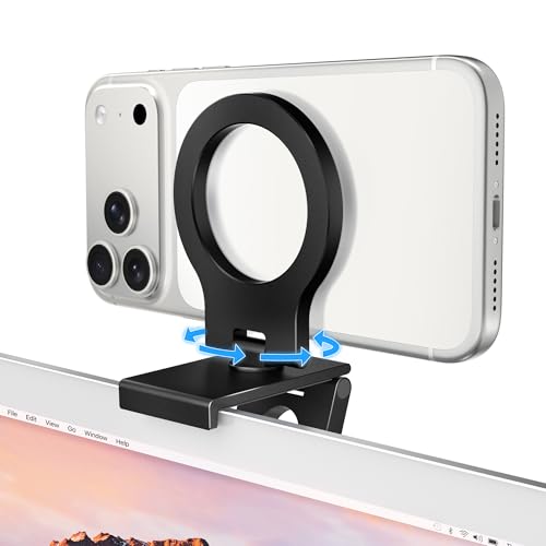 Itramax Soporte de Continuity Camera para iMac,Soporte Magnético 360° Ajustable para Monitor de Escritorio y iPhone como Webcam para MagSafe iPhone 17 16 15 14 13 12 11,MacBook,Apple TV,Studio Display