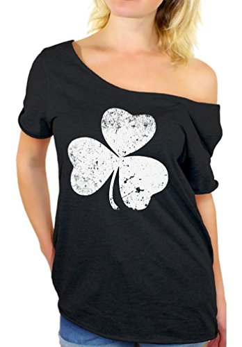 Awkward Styles Women's St. Patricks Day Shamrock Irish Clover Graphic Off Shoulder Tops T Shirt