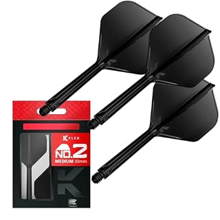 Target Darts K Flex Integrierter Dart-Flug und -Schaft, Nr. 2 Schwarz (Mittel) | 3er-Pack K-Flex