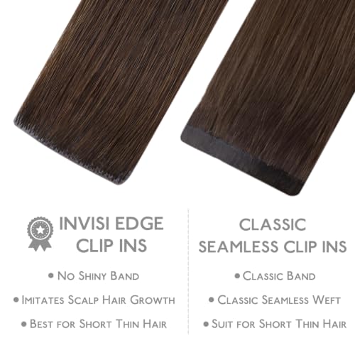 Image of WENNALIFE Invisible Edge Seamless Clip in Hair Extensions Real Human Hair
